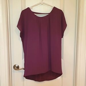 LOFT Short Sleeve Blouse L Deep Purple